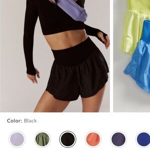 Free People Movement Black Athletic High-Waisted Shorts